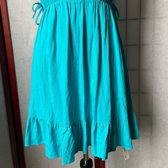 Cupshe NWT Turquoise V-Neck Dress w/ Open Back & Lace Up Ties on Sides (Small) - Picture 11 of 16